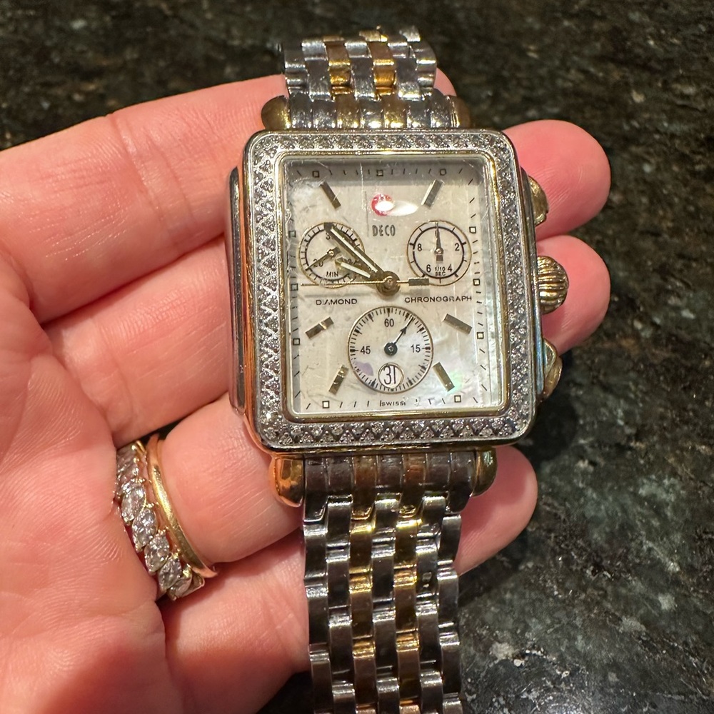 Michele Deco Two Tone Diamond Watch